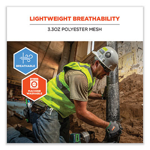 ergodyne GloWear 8210HL-S Single Size Class 2 Economy Mesh Vest, Polyester, X-Small, Lime (24521)