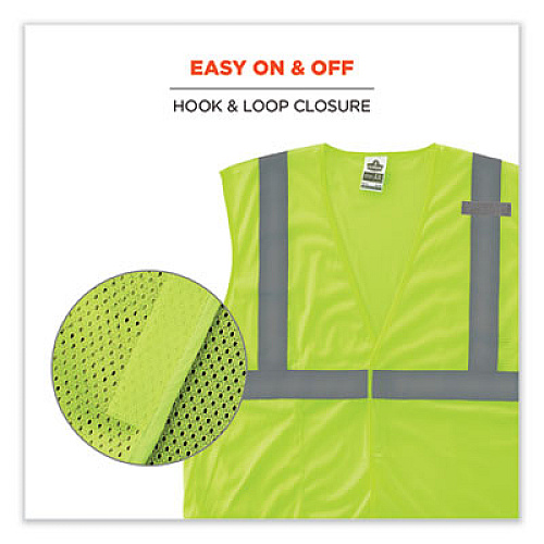 ergodyne GloWear 8210HL-S Single Size Class 2 Economy Mesh Vest, Polyester, Large, Lime (24524)