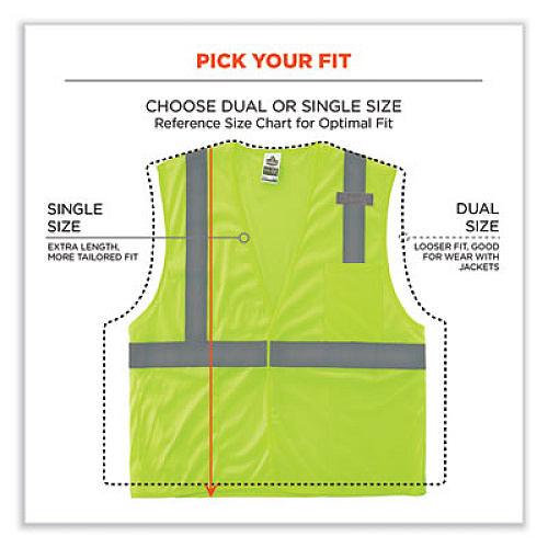 ergodyne GloWear 8210HL-S Single Size Class 2 Economy Mesh Vest, Polyester, 3X-Large, Lime (24527)
