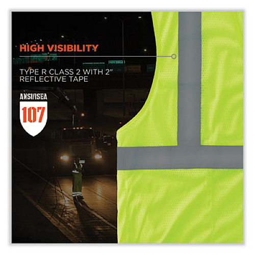 ergodyne GloWear 8210HL-S Single Size Class 2 Economy Mesh Vest, Polyester, 4X-Large, Lime (24528)