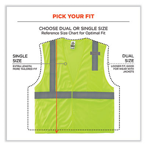 ergodyne GloWear 8210HL-S Single Size Class 2 Economy Mesh Vest, Polyester, 4X-Large, Lime (24528)