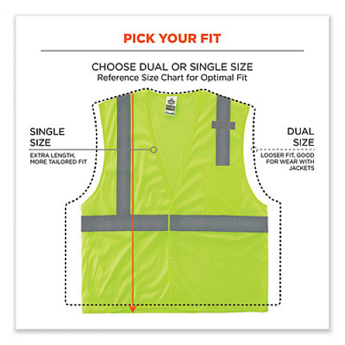 ergodyne GloWear 8210HL-S Single Size Class 2 Economy Mesh Vest, Polyester, 5X-Large, Lime (24529)