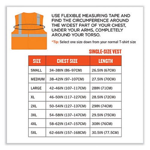 ergodyne GloWear 8210HL-S Single Size Class 2 Economy Mesh Vest, Polyester, Small, Orange (24532)