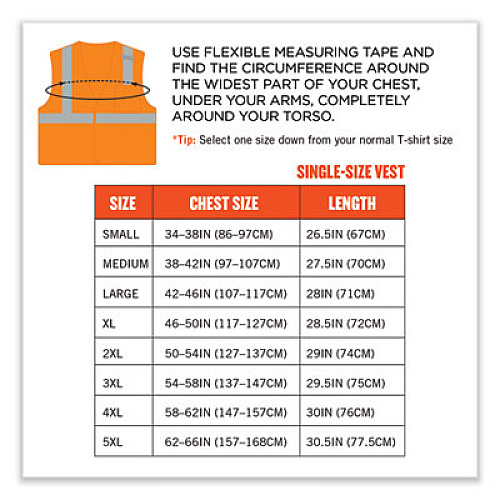 ergodyne GloWear 8210HL-S Single Size Class 2 Economy Mesh Vest, Polyester, Medium, Orange (24533)