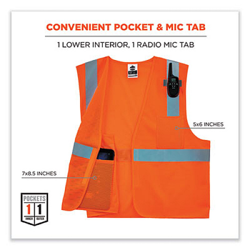 ergodyne GloWear 8210HL-S Single Size Class 2 Economy Mesh Vest, Polyester, 4X-Large, Orange (24538)