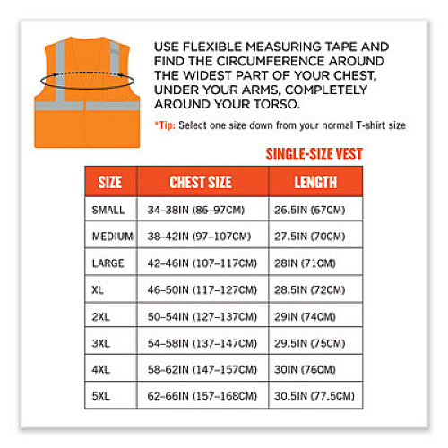 ergodyne GloWear 8210HL-S Single Size Class 2 Economy Mesh Vest, Polyester, 5X-Large, Orange (24539)