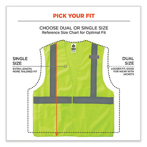 ergodyne GloWear 8215BA-S Single Size Class 2 Economy Breakaway Mesh Vest, Polyester, Medium, Lime (24543)