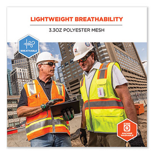 ergodyne GloWear 8246Z-S Single Size Class 2 Two-Tone Mesh Vest, Polyester, Large, Orange (24574)
