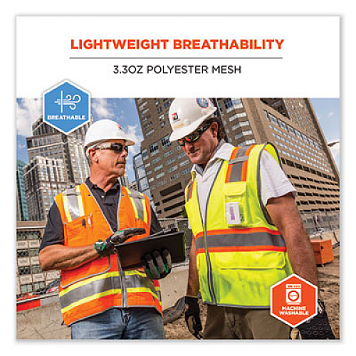 ergodyne GloWear 8246Z-S Single Size Class 2 Two-Tone Mesh Vest, Polyester, Small, Orange (24572)
