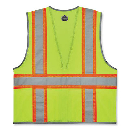 ergodyne GloWear 8246Z-S Single Size Class 2 Two-Tone Mesh Vest, Polyester, X-Large, Lime (24565)