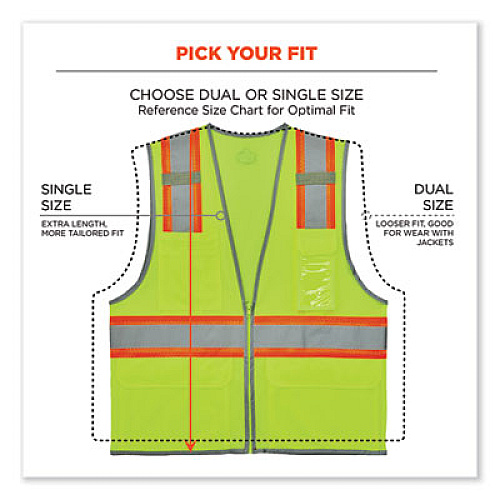ergodyne GloWear 8246Z-S Single Size Class 2 Two-Tone Mesh Vest, Polyester, Medium, Lime (24563)