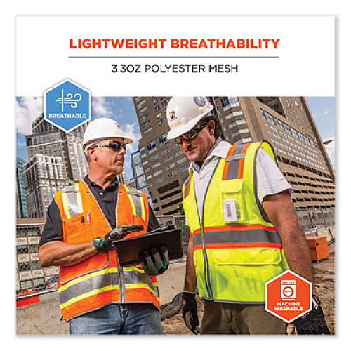 ergodyne GloWear 8246Z-S Single Size Class 2 Two-Tone Mesh Vest, Polyester, Small, Lime (24562)