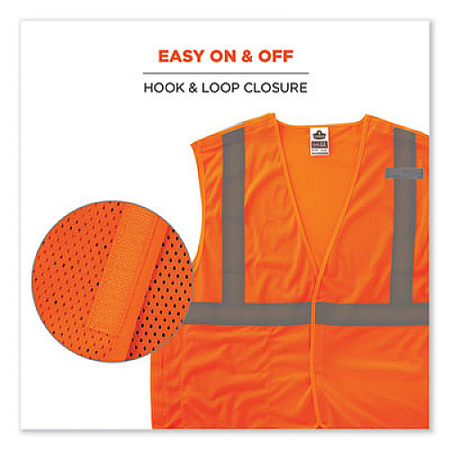 ergodyne GloWear 8215BA-S Single Size Class 2 Economy Breakaway Mesh Vest, Polyester, 4X-Large, Orange (24558)