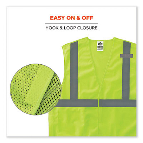 ergodyne GloWear 8215BA-S Single Size Class 2 Economy Breakaway Mesh Vest, Polyester, 3X-Large, Lime (24547)