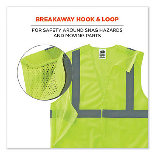 ergodyne GloWear 8215BA-S Single Size Class 2 Economy Breakaway Mesh Vest, Polyester, 2X-Large, Lime (24546)