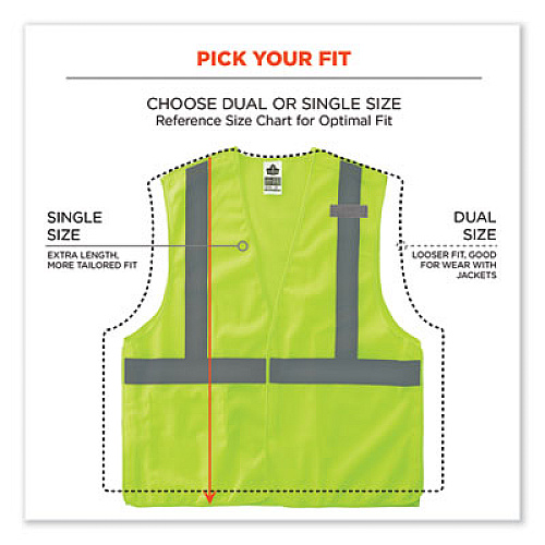 ergodyne GloWear 8215BA-S Single Size Class 2 Economy Breakaway Mesh Vest, Polyester, X-Large, Lime (24545)