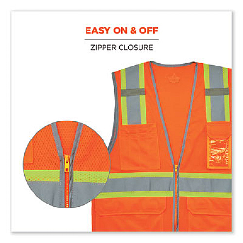 ergodyne GloWear 8246Z-S Single Size Class 2 Two-Tone Mesh Vest, Polyester, 5X-Large, Orange (24579)