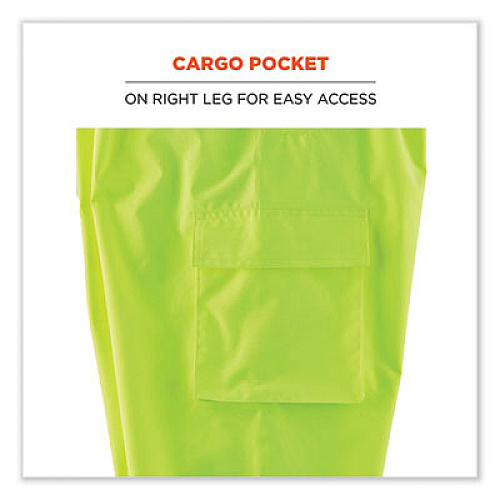 ergodyne GloWear 8918BK Class E Hi-Vis Rain Bibs Black Bottom, Large, Lime (25014)