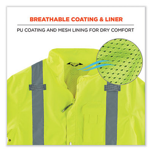 ergodyne GloWear 8365BK Class 3 Hi-Vis Rain Jacket Black Bottom, Small, Lime (25322)