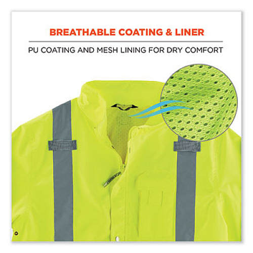 ergodyne GloWear 8365BK Class 3 Hi-Vis Rain Jacket Black Bottom, Medium, Lime (25323)
