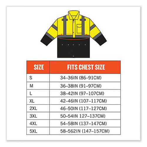 ergodyne GloWear 8365BK Class 3 Hi-Vis Rain Jacket Black Bottom, Medium, Lime (25323)