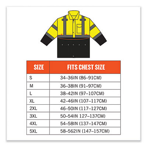 ergodyne GloWear 8365BK Class 3 Hi-Vis Rain Jacket Black Bottom, Large, Lime (25324)