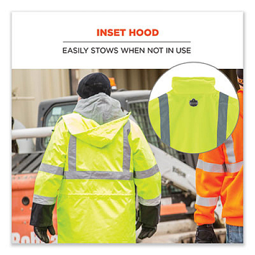 ergodyne GloWear 8365BK Class 3 Hi-Vis Rain Jacket Black Bottom, 3X-Large, Lime (25327)