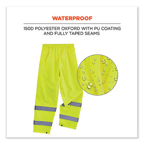 ergodyne GloWear 8916 Class E Lightweight Hi-Vis Rain Pants, Medium, Lime (25343)