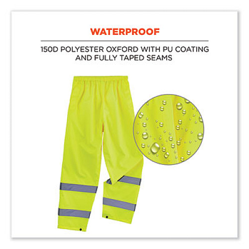 ergodyne GloWear 8916 Class E Lightweight Hi-Vis Rain Pants, 5X-Large, Lime (25349)
