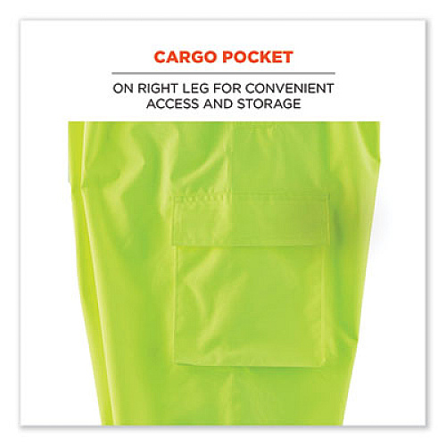 ergodyne GloWear 8915BK Class E Hi-Vis Rain Pants Black Bottom, Large, Lime (25424)