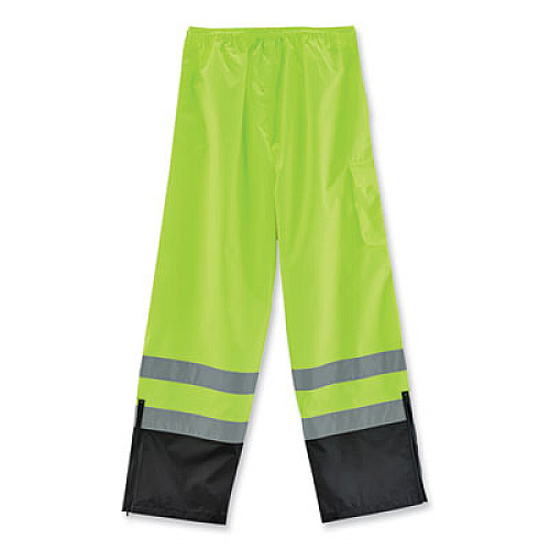ergodyne GloWear 8915BK Class E Hi-Vis Rain Pants Black Bottom, 4X-Large, Lime (25428)