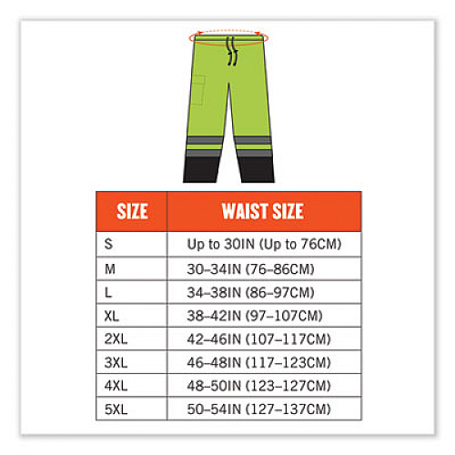 ergodyne GloWear 8915BK Class E Hi-Vis Rain Pants Black Bottom, 5X-Large, Lime (25429)
