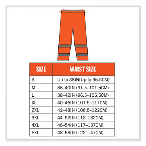 ergodyne GloWear 8916 Class E Lightweight Hi-Vis Rain Pants, 4X-Large, Orange (25448)