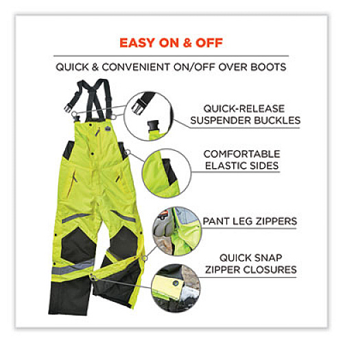 ergodyne GloWear 8928 Class E Hi-Vis Insulated Bibs, Small, Lime (25522)