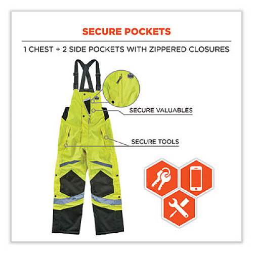 ergodyne GloWear 8928 Class E Hi-Vis Insulated Bibs, Small, Lime (25522)