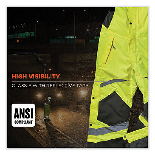 ergodyne GloWear 8928 Class E Hi-Vis Insulated Bibs, Large, Lime (25524)