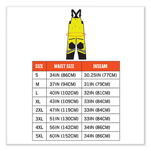 ergodyne GloWear 8928 Class E Hi-Vis Insulated Bibs, 4X-Large, Lime (25528)