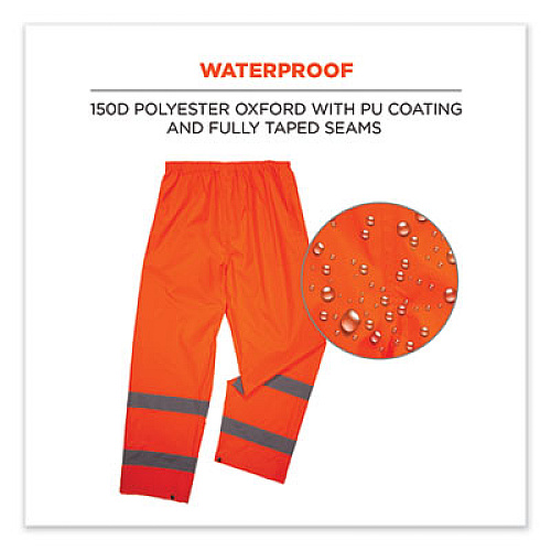 ergodyne GloWear 8916 Class E Lightweight Hi-Vis Rain Pants, Small, Orange (25442)