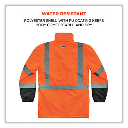 ergodyne GloWear 8384 Class 3 Hi-Vis Quilted Thermal Parka, Small, Orange (25572)