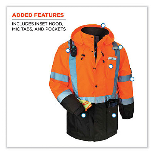 ergodyne GloWear 8384 Class 3 Hi-Vis Quilted Thermal Parka, Medium, Orange (25573)