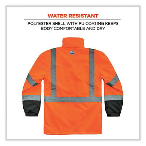 ergodyne GloWear 8384 Class 3 Hi-Vis Quilted Thermal Parka, X-Large, Orange (25575)