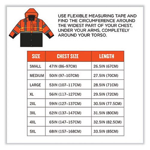 ergodyne GloWear 8381 Class 3 Hi-Vis 4-in-1 Quilted Bomber Jacket, Orange, 3X-Large (25587)