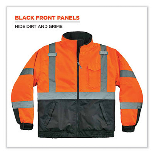 ergodyne GloWear 8377 Class 3 Hi-Vis Quilted Bomber Jacket, Orange, 4X-Large (25618)