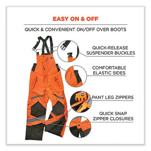 ergodyne GloWear 8928 Class E Hi-Vis Insulated Bibs, Medium, Orange (25633)