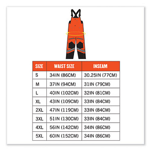 ergodyne GloWear 8928 Class E Hi-Vis Insulated Bibs, Medium, Orange (25633)