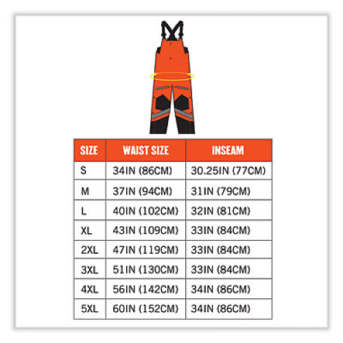 ergodyne GloWear 8928 Class E Hi-Vis Insulated Bibs, Large, Orange (25634)