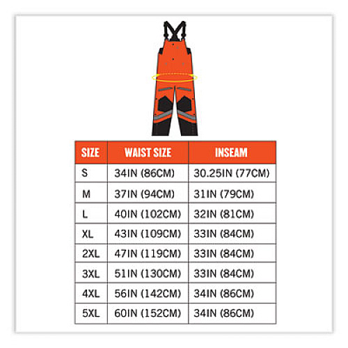ergodyne GloWear 8928 Class E Hi-Vis Insulated Bibs, X-Large, Orange (25635)