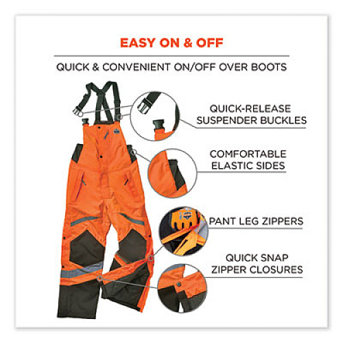 ergodyne GloWear 8928 Class E Hi-Vis Insulated Bibs, 3X-Large, Orange (25637)