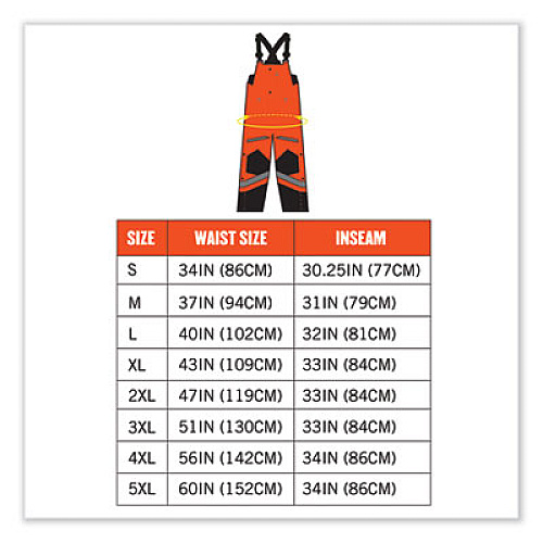 ergodyne GloWear 8928 Class E Hi-Vis Insulated Bibs, 5X-Large, Orange (25639)