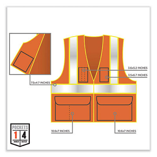 ergodyne GloWear 8235ZX Class 2 Two-Tone X-Back Vest, Polyester, Small/Medium, Orange (26183)